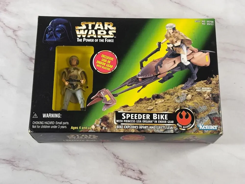 Star Wars Speeder Bike w Princess Leia Organa The Power Of The Force 1997 New